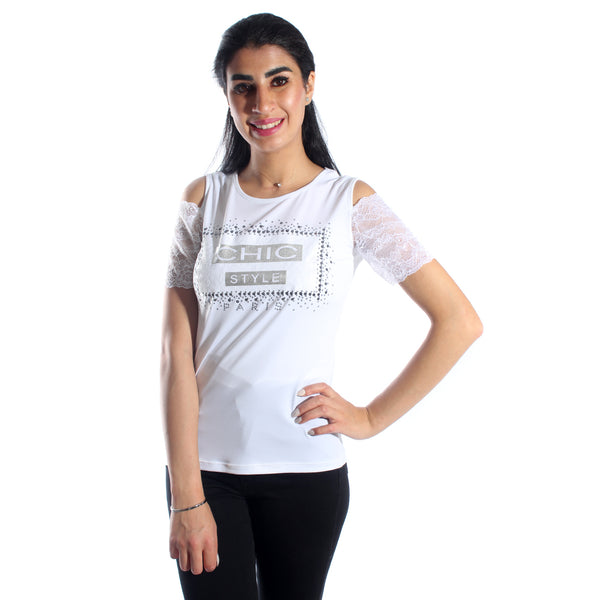 women t-shirt/ white/ polyester / made in Turkey -3442