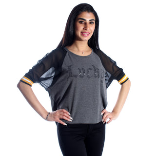 women top/ cotoon/ gray/ made in Turkey -3441