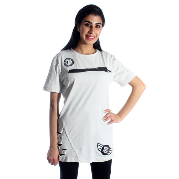 women long t-shirt/ gray/ cotoon 100 % / made in Turkey -3427