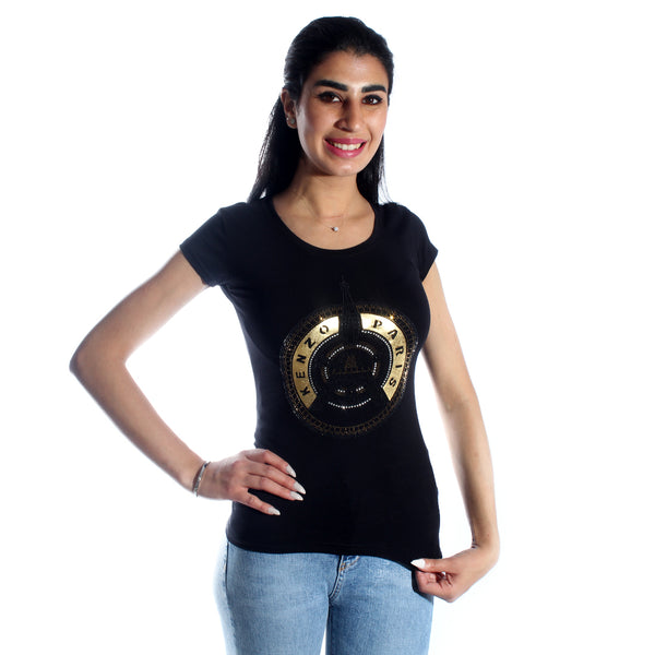 women t-shirt/ black/ cotoon + lycra/ made in Turkey -3412