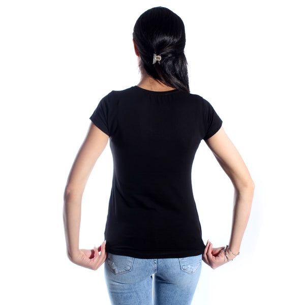 women t-shirt/  Blak/ cotoon + lycra/ made in Turkey -3397