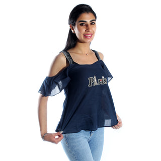 women t-shirt/ navy/ polyester / made in Turkey -3445