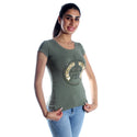women t-shirt/ green olive/ cotoon + lycra/ made in Turkey -3410