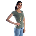 women t-shirt/ green olive/ cotoon + lycra/ made in Turkey -3410