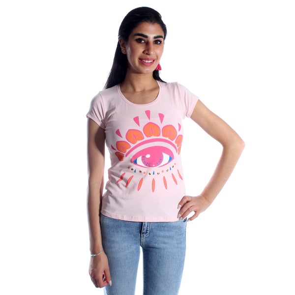 women t-shirt/ pink/ cotoon + lycra/ made in Turkey -3418