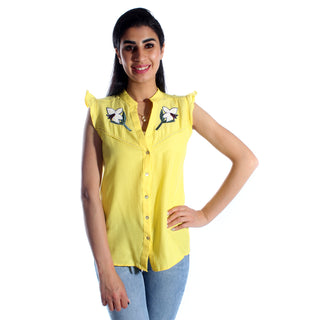 يشتري أصفر قميص نسائي / أصفر / قطن / صنع في تركيا -3455