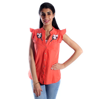 women shirt/ Orange/ cotton/ made in Turkey -3454