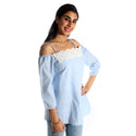 women blouse/ cotton + plyester/ blue/ made in Turkey -3437