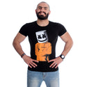 Men Black Printed Round Neck T-shirt -7003