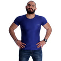 Men Blue Printed Round Neck T-shirt-7008