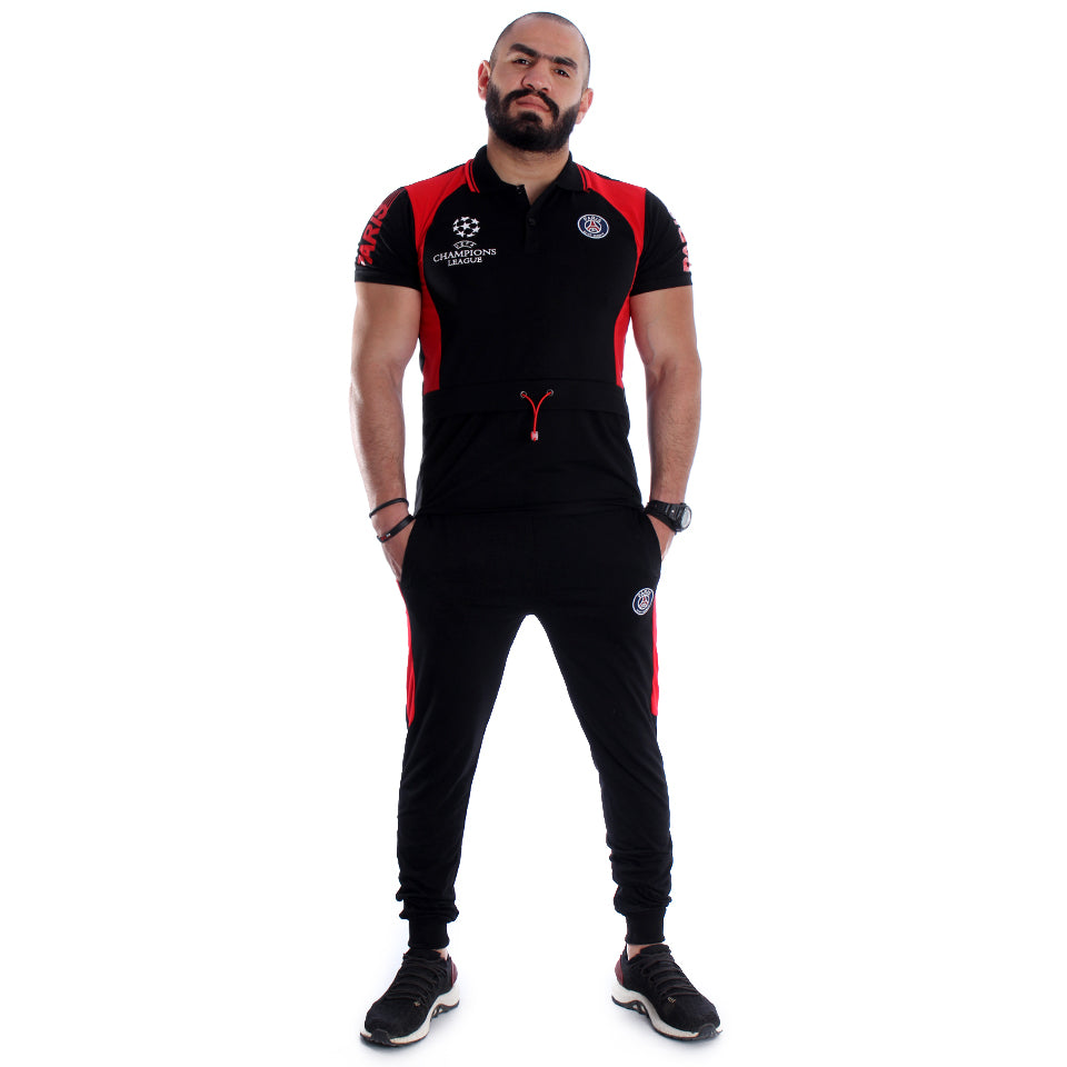 Men Training Suit Black / Red -7020