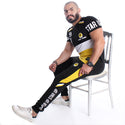 Men Training Suit Black / white and yellow-7023