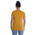 Women yellow Printed Round Neck T-shirt / Made in Turkey -7042
