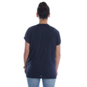 Women navy Printed Round Neck T-shirt -7060
