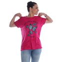 Women pink Printed Round Neck T-shirt -7059