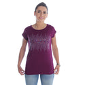 Women purple Printed Round Neck T-shirt / Made in Turkey -7038