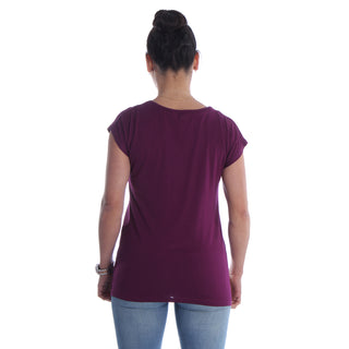 Women purple Printed Round Neck T-shirt / Made in Turkey -7038