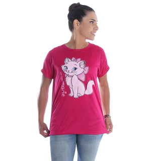Women pink Printed Round Neck T-shirt -7049