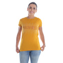 Women yellow Printed Round Neck T-shirt / Made in Turkey -7033