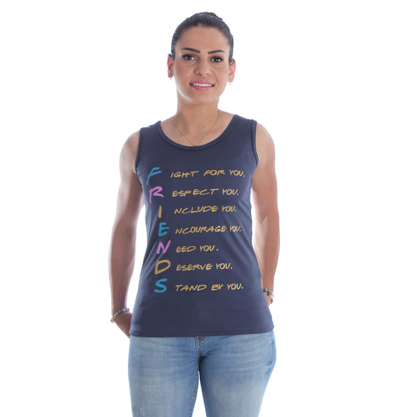 Women navy Printed Round Neck T-shirt -7076