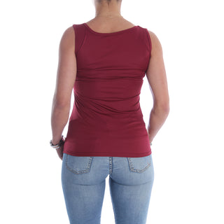 Women burgundy Printed Round Neck T-shirt -7067