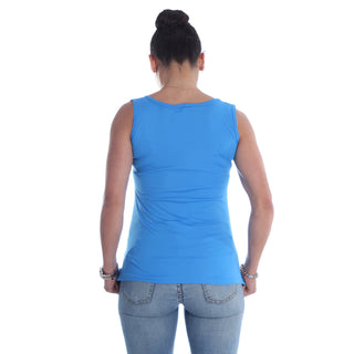 Women blue Printed Round Neck T-shirt -7068