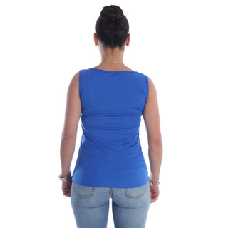 Women blue Printed Round Neck T-shirt -7078