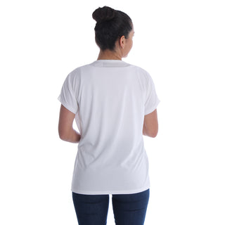 Women white Printed Round Neck T-shirt -7047