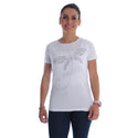Women  white Printed Round Neck T-shirt / Made in Turkey -7041