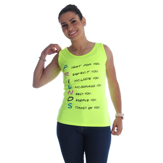 Women yellow phosphory Round Neck T-shirt -7077