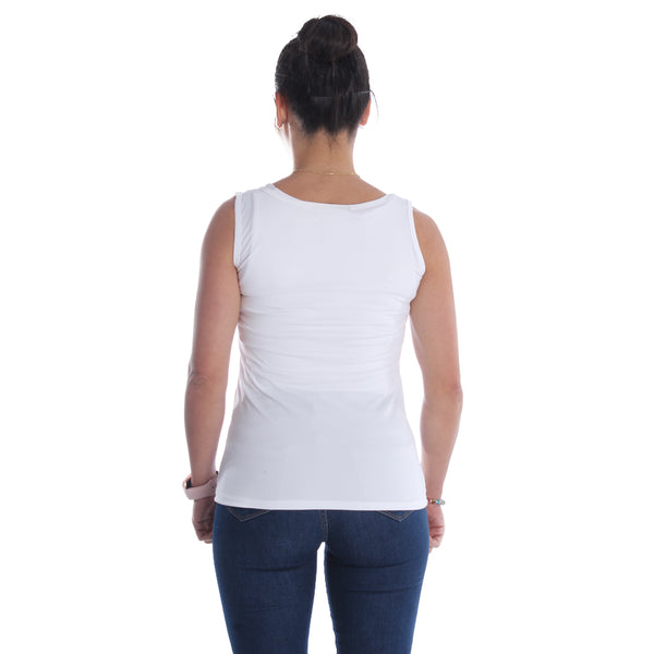 Women white Printed Round Neck T-shirt -7066