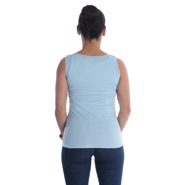 Women blue Printed Round Neck T-shirt -7074