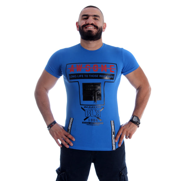 Men T-shirt- blue / made in Turkey -3354