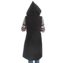 Long coat with removable hoodie/ black -5903