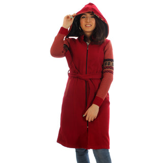 Long coat with removable hoodie/ red -5904