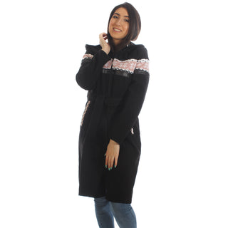 Long coat with removable hoodie/ black -5897