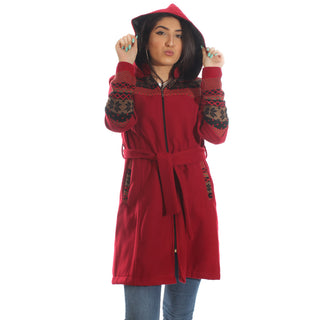 Long coat with removable hoodie/ red -5898