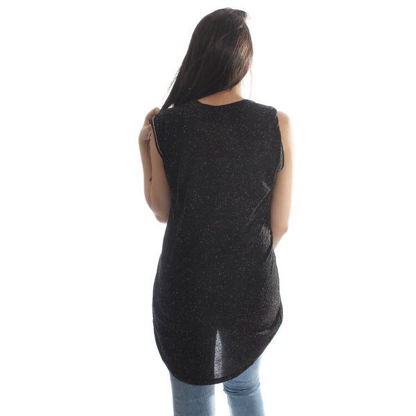 women long t-shirt/black/ cotton made in Turkey -3435