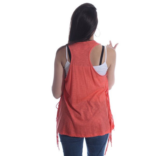sleeveless top - orange -5957