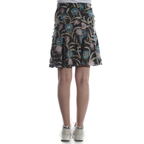 blue  Floral Print skirt -5956