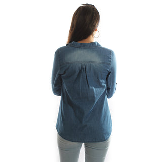قميص جينز نسائي / أزرق / قطن + بليستر / صنع في تركيا -3457