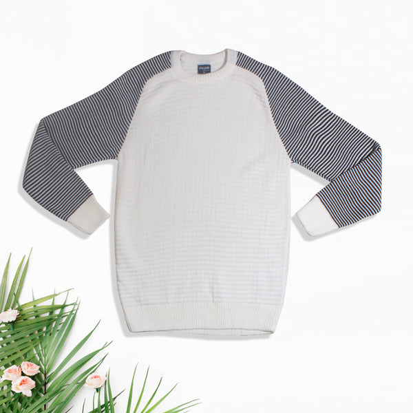 acrylic Men’s Round Neck Full Sleeve Color white Winter T Shirt -7924