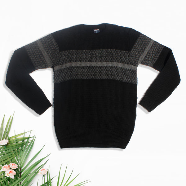 acrylic Men’s Round Neck Full Sleeve Color Black Winter T Shirt -7927