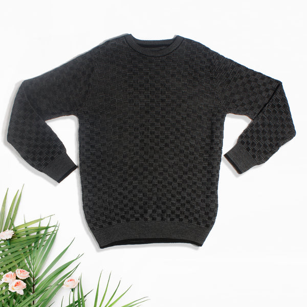 acrylic Men’s Round Neck Full Sleeve Color Black Winter T Shirt -7915