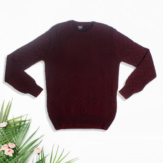acrylic Men’s Round Neck Full Sleeve Color burgundy Winter T Shirt -7916