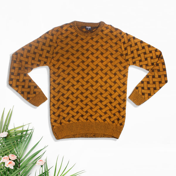 acrylic Men’s Round Neck Full Sleeve Color mustard Winter T Shirt -7918