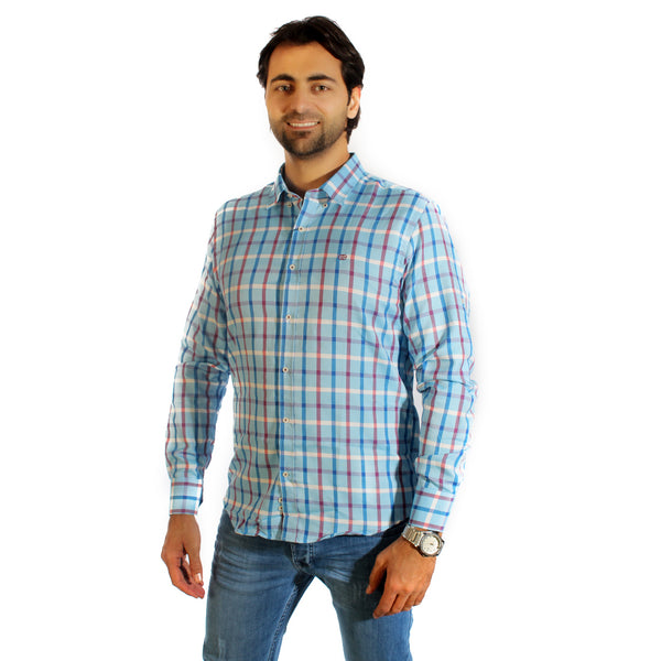 Men shirt- colored karohat  / made in Turkey -3304